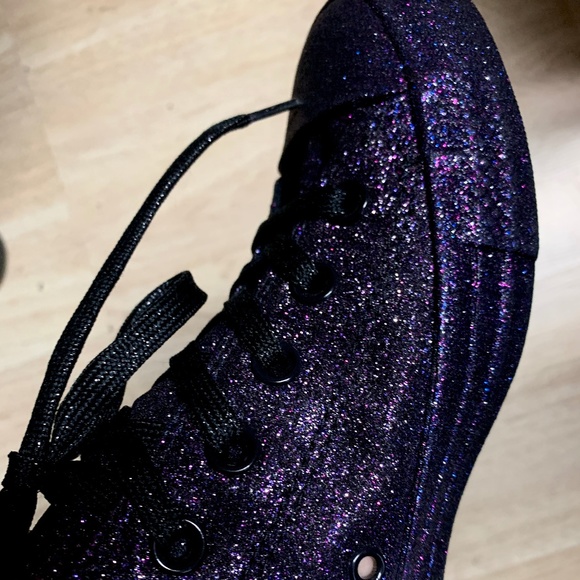 black purple glitter converse